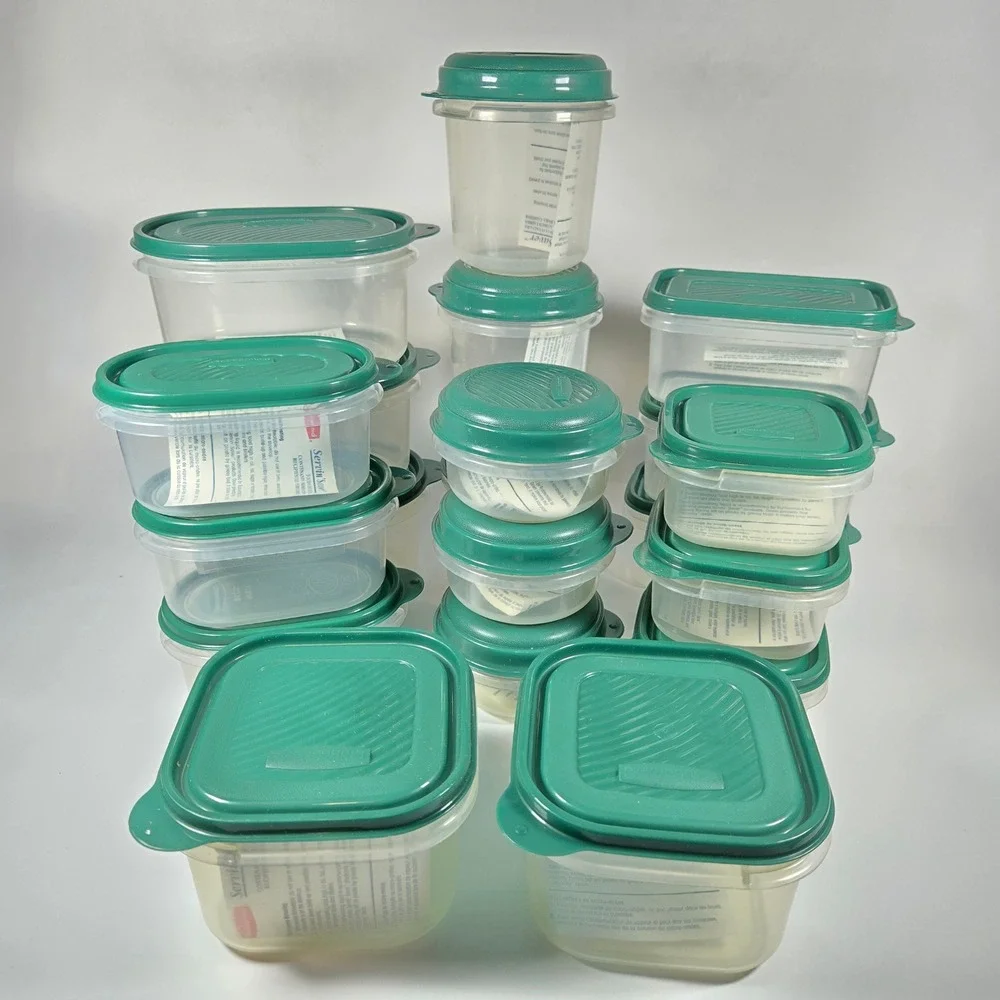 Rubbermaid Servin' Saver 40 Piece Food Storage Container Set Green Lids Vintage